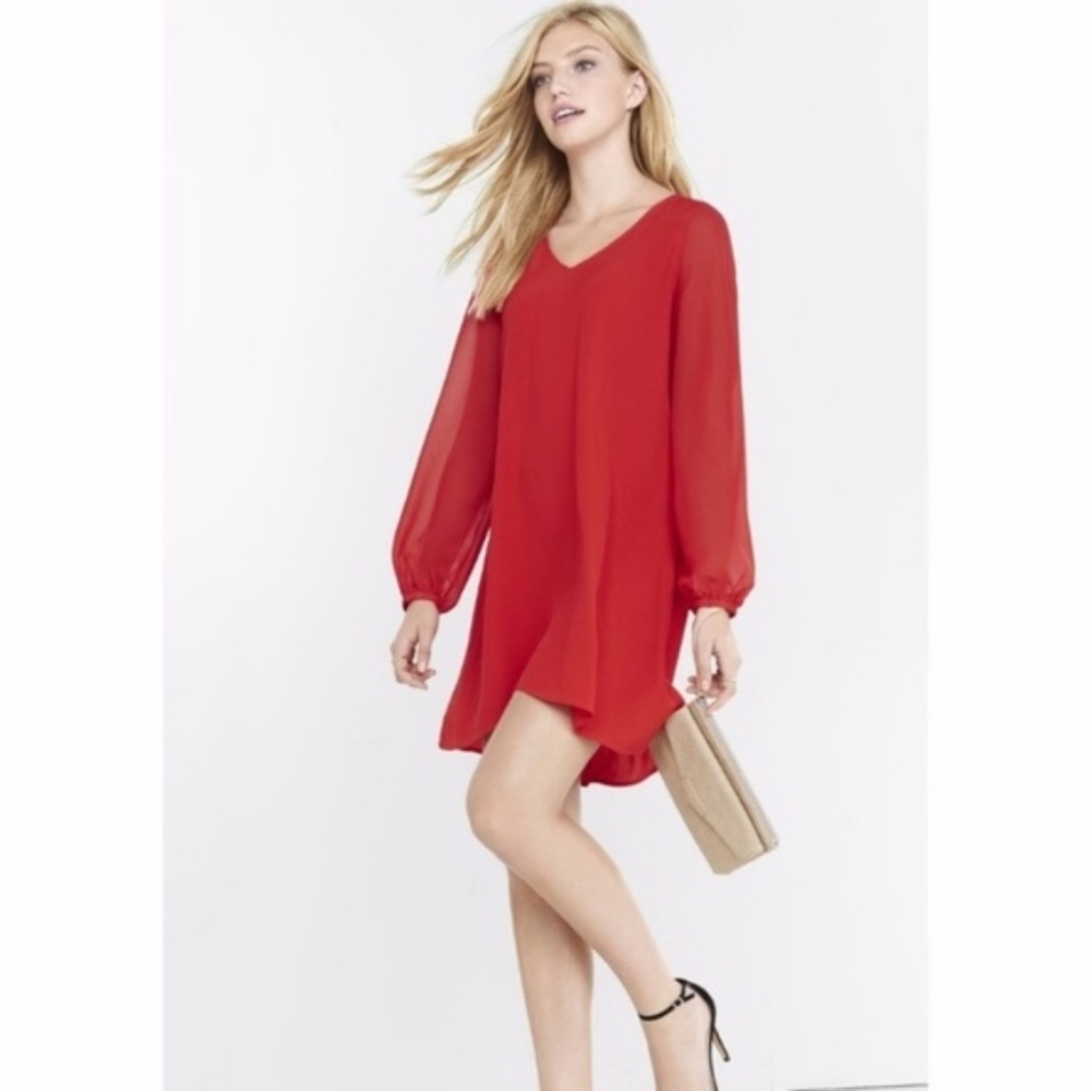 EXPRESS Long Sleeve Red Dress